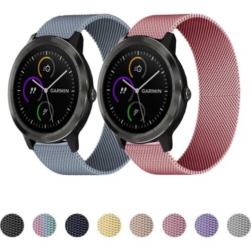 Magnetic buckle Strap For Garmin Vivoactive 3 4 Venu SQ Forerunner 245/645 Vivomove HR band 20mm 22mm Stainless Steel bracelet