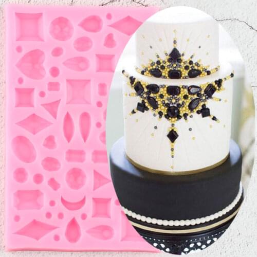Gem Diamond Silicone Mold DIY Wedding Cake Border Fondant Cake Decorating Tools Cupcake Topper Candy Chocolate Gumpaste Moulds