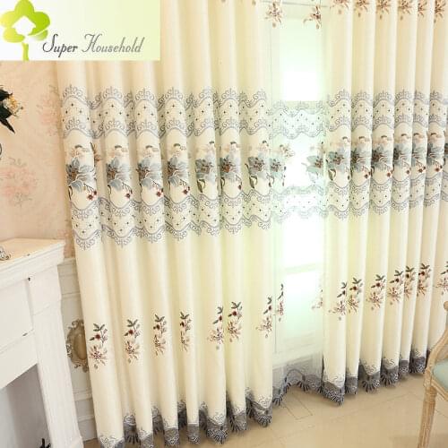 European Luxury Hollow Soluble Embroidery Window Screens Curtains For Living Room Bedroom Kitchen Sheer custom