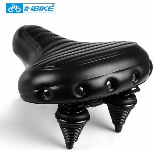 INBIKE Soft Wide Bicycle Saddle Comfortable Bike Seat Vintage Bicycle PU Saddle Pad Waterproof Cycling Parts Accessories