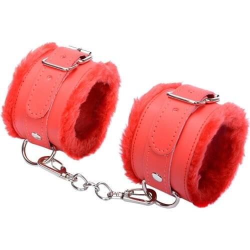 Roleplay Tool Adjustable PU Leather Plush Handcuff Ankle Cuff Restraints Bondage Sex Toys Restraints Bondage Exotic Accessories