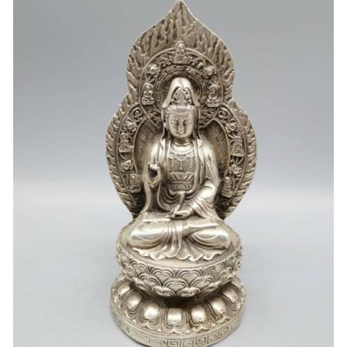 China White copper Buddhas light Goddess of mercy Buddha crafts statue