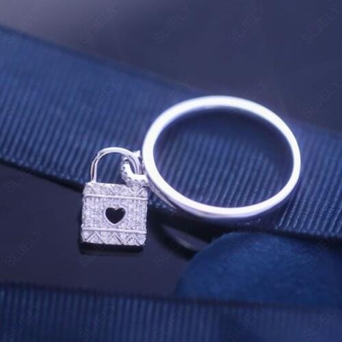 SLJELY Fashion S925 Sterling Silver Monaco Love Heart Padlock Charm Ring Women August New FUN CRAZY LOVE Series Jewelry Gift