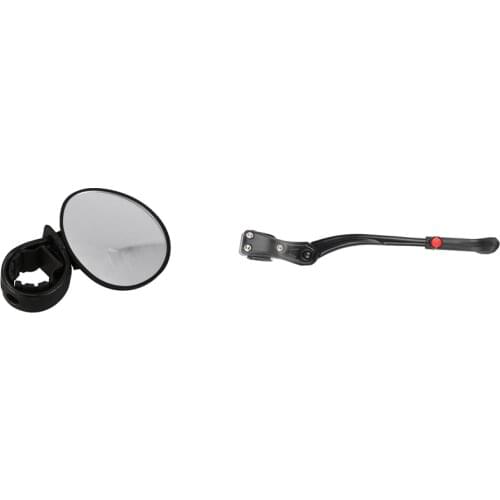 Handlebar Mount for Rear View Mirror / Reflective Safety Convex Mirror with Road Bicycle Kickstand Parking Rack