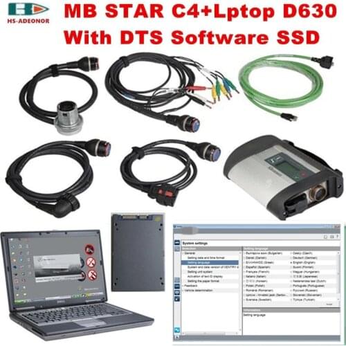 Multi language OBD2 scanner MB STAR C4+Laptop D630+Latest 2020.12 software SSD full set car Diagnostic tool sd Connector star c4
