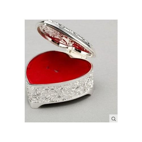 Fashion heart shap silver plated wedding ring boxe jewelry boxes gift box nail polish storage box ring holder Z011