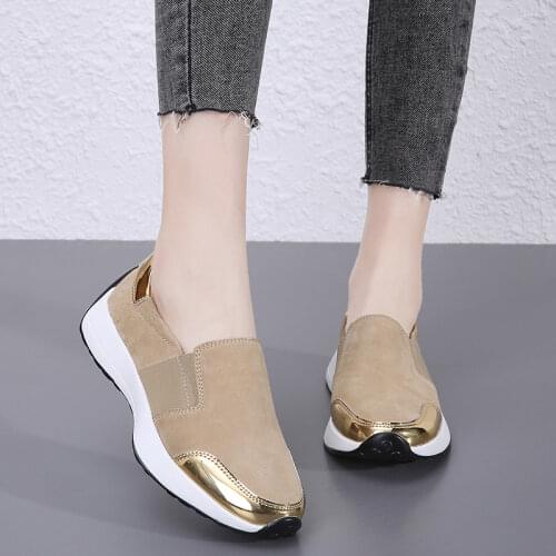 Fashion Women Flats Sneakers Cut Out Suede Leather Moccasins Women Boat Shoes Platform Ballerina Ladies Casual Shoes