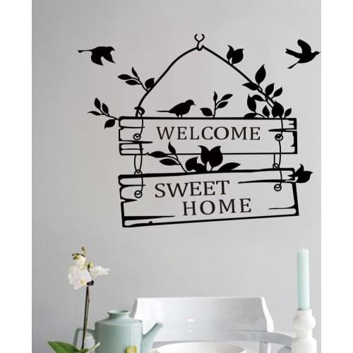 Cartoon Welcome Sweet Home Door Glass Decal Wall Sticker Quotes Livingroom Wall Decals Wallpaper Home Interior Mural Wall Art