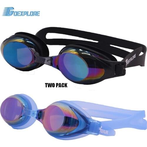 Goexplore 2 pack Mens Pool Swim Goggle Adult Swimming Goggles HD Anti Fog Swim Goggles Silicone Glasses Women Swim Eyewear