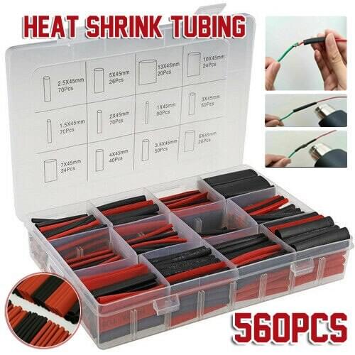560pcs Heat Shrink Tube Sleeve Kit Electrical Assorted Cable Wire Wrap Heat-shrink Tubing Insulating Cable Management Protection