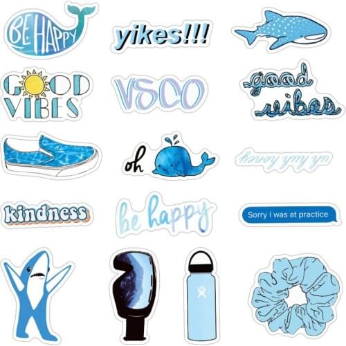 50psc Blue Vsco Cartoon Animal Sticker For Skateboard Laptop Motorcycle Scrapbook Suitcase Cool Waterproof DIY Stickers