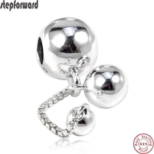 New Arrival Popular Good Quality 925 Real Silver String of Beads Hanging Charm Fit Bracelet