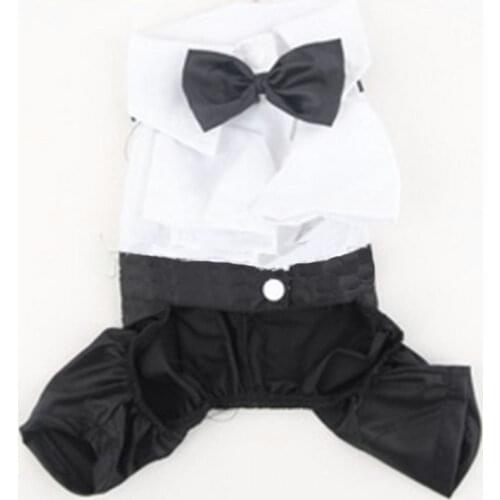 Pet Dog Cat Clothes Personalized Prince Tuxedo Bow Tie Suit Puppy Kitten Costume Jumpsuit Coat Suit for Teddy Husky Yorkshire