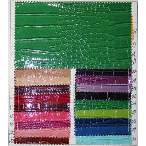 Factory wholesale mirror crocodile leather material quality PVC leather fabric for Bags shoe home musical instruments, furniture