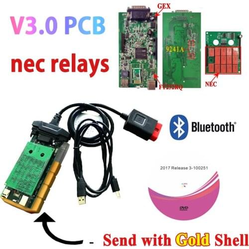 Send with Golden Case!!! 2017.R3 keygen vd ds150e cdp V3.0 best relay BLUETOOTH new vci for delphis OBD2 Cars Diagnostic tools