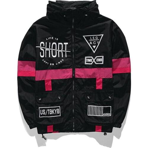 Couple Hooded Jacket Men Women Hip Hop Windbreaker Windproof Zipper Jacket Personality Thin Section Autumn Winter Coat Tide