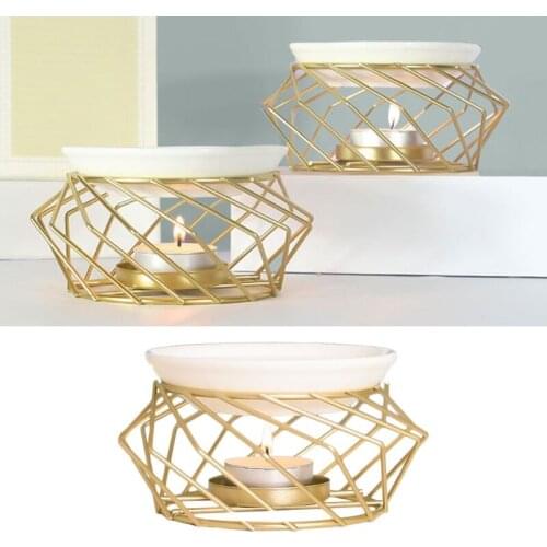 Essential Oil Burner Candle Holder Hollow Geometric Aromatherapy Wax Melter Burner Candlestick Censer