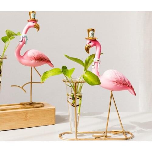 Firebird ins glass water vase ice cream shop table girl heart ornaments Flamingo decorations