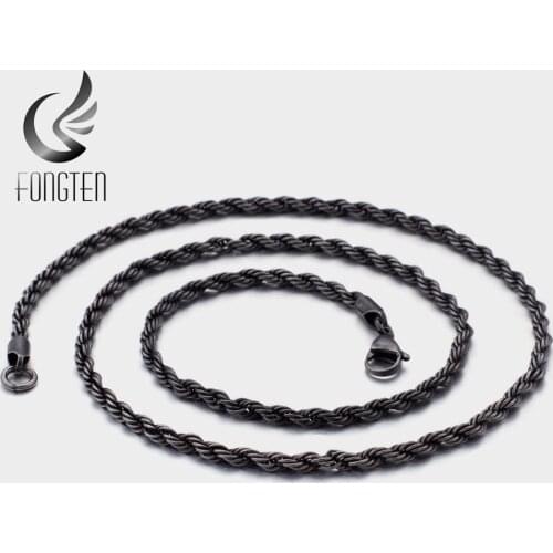 Fongten Vintage Screw Stainless Steel Gothic Long Link Chain Necklace Men Kolye Jewelry