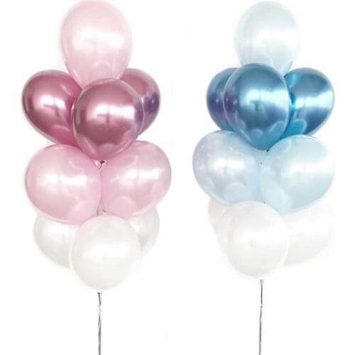 10pcs Pink Blue Metallic Chrome Latex Balloons Thick Pearly Metal Chrome Colour Photograph Wedding Party Decor Balloons