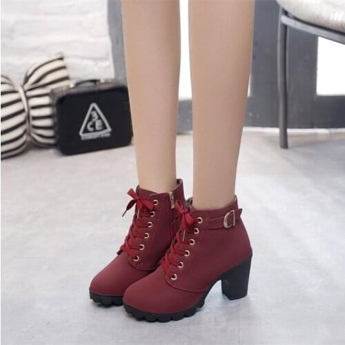 Womens boots cross straps ankle boots thick with Martin boots leather boots women winter boots botas mujer platform boots