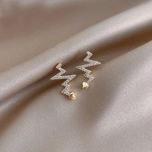XIYANIKE Lightning Full Rhinestone Stud Earrings Trendy Simple Alloy Earrings Brincos Gift For Women 2021 New Fashion Jewelry