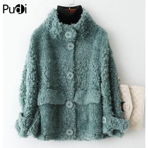 PUDI Women Winter Real Wool Fur Coat Jacket Female Girl Sheep Shearing Coats Lady Fur Parka Jacket Over Size Parkas A79253