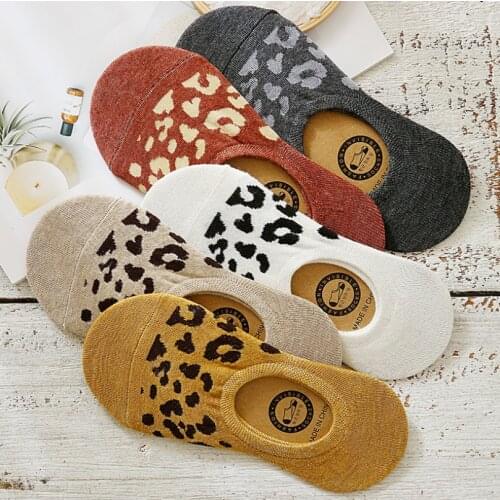Yishine New 2021 Womens Leopard Prints Sexy Girls Casual Spring Summer Cotton Low Socks 10 Pairs
