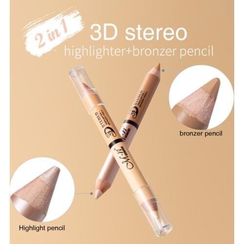 2in1 Durable Sharp Wooden Concealer Highlighter Pencil Double Head Easy Drawing Pen Remove Dark Circle Waterproof Brighten Stick