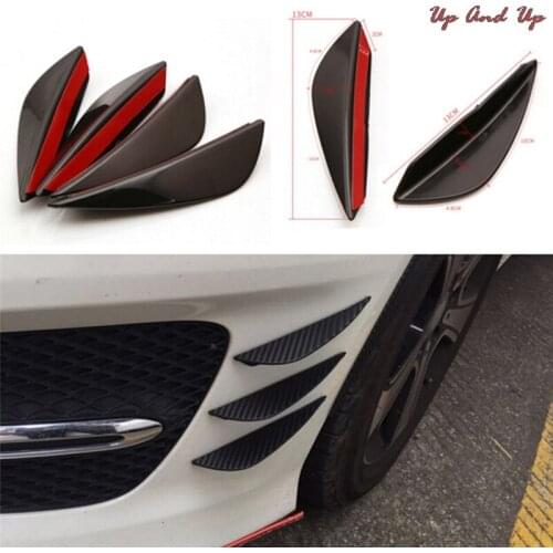 4PCS Bumper spoiler Universal Front Bumper Lip Splitter Fins Body Spoiler Canard Valence Chin Baffle Plate