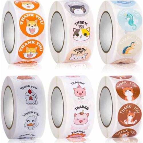 500pcs Cute Cartoon Thank you cat Stickers Children Reward Label Encouragement Scrapbooking Decoration Stationery Sticker