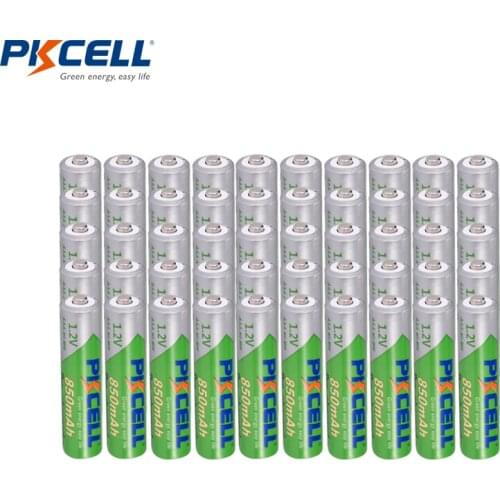 50Pcs PKCELL 850mAh 1.2V NI-MH 3A AAA Battery Rechargeable battery Low self discharge precharge AAA pilas batteries