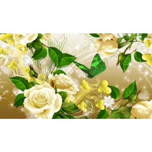 Diamond Painting Golden Flower Cross Stitch Diamond Mosaic Diamond Embroidery Rainbow chrysanthemum Square Drill Home Decoration