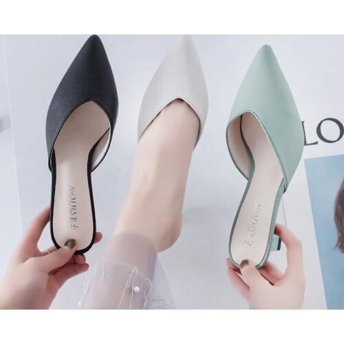 Ladies White Women Shoes 2021 White Elegant Office Shoes Women Temperament High Heels 5Cm Slip On Sandals Slip-On Comfortable