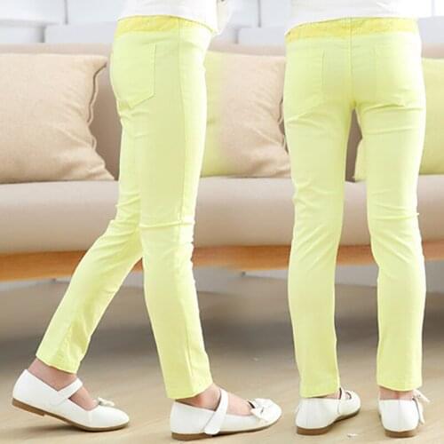 Girls' Pencil Pants Spring And Summer Thin Childrens Outer Wear Tight Stretch Candy Color Kids Leggings Trousers WTP14