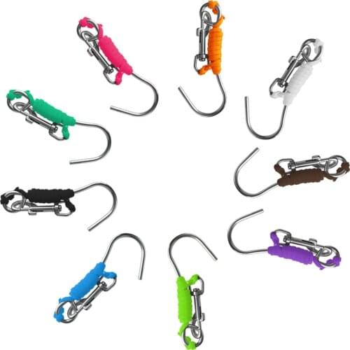 Scuba Diving Reef Drift Hook Stainless Steel Single Hook with Line and Clip for Current Dive Underwater Photography