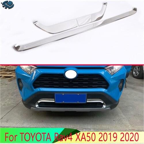 For TOYOTA Rav4 XA50 2019 2020 Stainless Steel Front Center Mesh Grille Cover Radiator Strip Trim Decoration