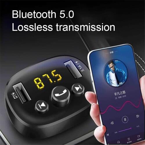 Bluetooth 5.0 FM Transmitter Car Kit MP3 Modulator Player Wireless Handsfree Audio Receiver Dual USB Fast Charger 3.1A USB AUX