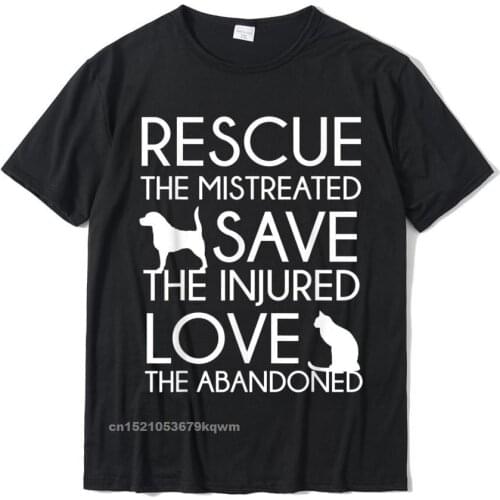 Animal Rescue T-Shirt Men Plain Unique Tops Shirt Cotton T Shirts Funny Short Sleeve Camisas Printed Tshirt for Men