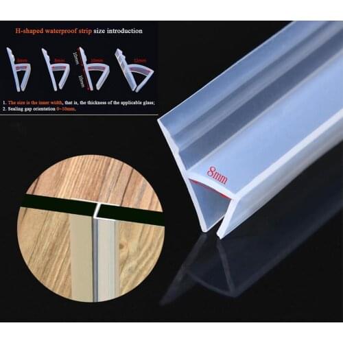 Hokmly h shape bath shower glass door silicone rubber seal strip weatherstrip for 8mm glass