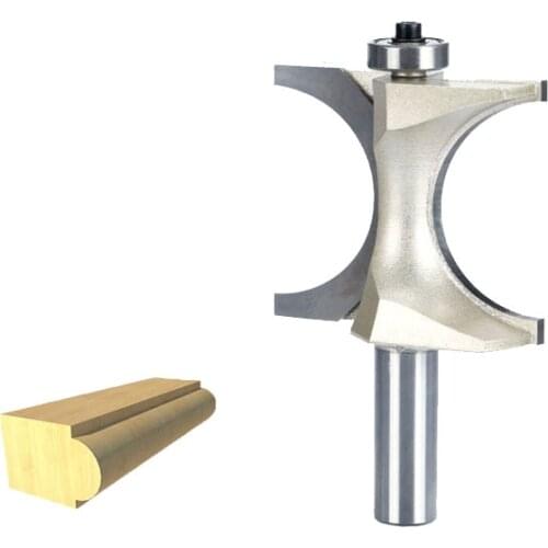 HUHAO 1pc 1/2 1/4 inch Shank Half Round bit 2 Flute Endmill Router Bits for Wood With Bearing Woodworking Tool Milling Cutter