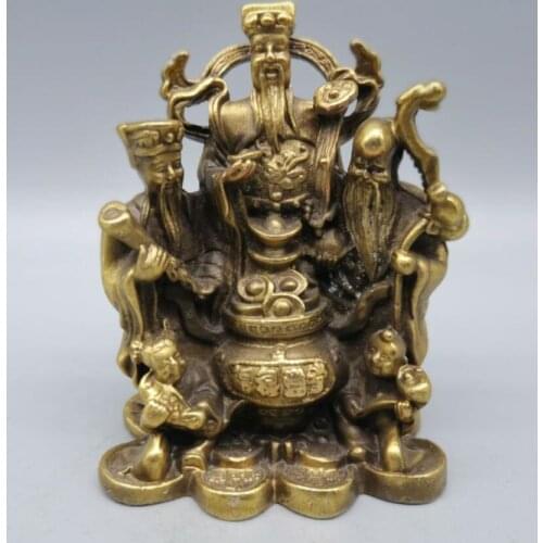 China brass Fu lu shou Buddha small crafts statue