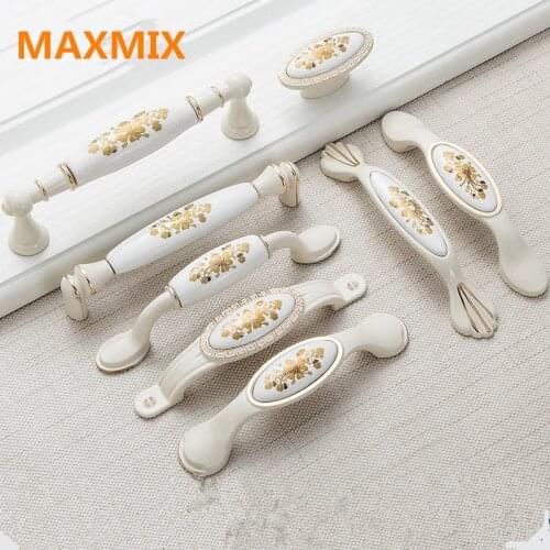 MAXMIX 1PCS Cabinet Knobs and Handles Ivory Kitchen Cupboard Drawer Pulls Door Handles Furniture Handles Drawer Pulls