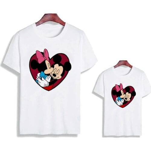 Mickey Mouse Cute Cartoon Printed Family Matching T Shirts Summer Short Sleeve Baby Boy Girl Clothes Love Family Look Tops