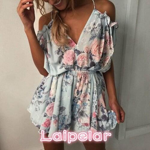 Fashion Women Off shoulder Clothes Ruffles Floral Print Laipelar