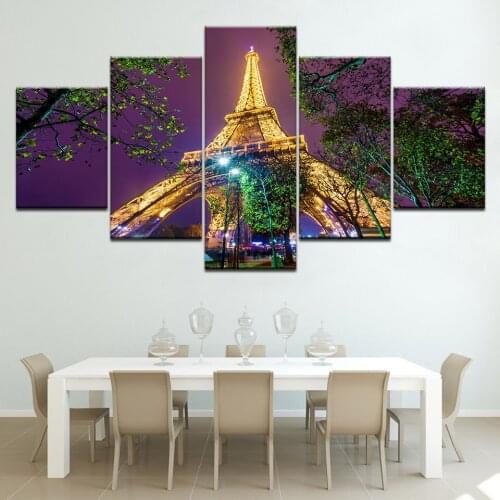 Paris Tower Decoraction Wall Pictures Canvas Art Painting For Living Room Modern 5 Piece Modular Frame Poster and Prints Artwork