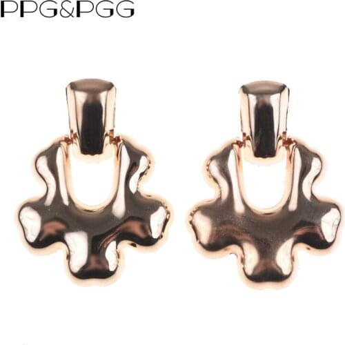PPG&PGG Irregular Gold Silver Color Metal Maxi Pendant Earrings For Women New Bohemia Vintage Statement Dangle Earrings Jewelry