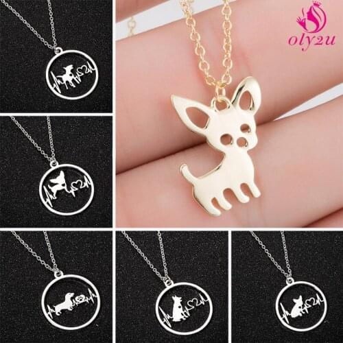 French Bulldog Fashion Stainless Steel Necklace Lady Silver Color Necklace Heartbeat Wave Jewelry Non-Oxidizable Viper Cosplay
