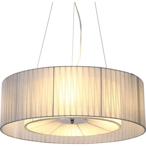 Modern Simple Fabric Shade Drum Chandelier Light Nordic Hanging Lamp Restaurant Bedroom Living Room Lighting Fixture Lamps PL641