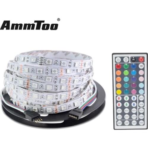 5M 10M RGB LED Strip Light 5050 SMD IP20 IP65 RGB Led Tape Ribbon fita de led Lamp 60led/m + 44 Keys IR Remote Controller